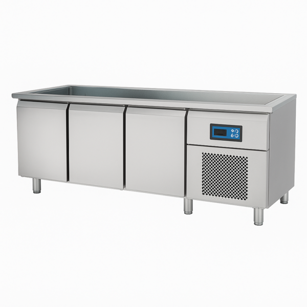 3 İnoks Kapı Buzdolabı Soğuk Servis Bankosu