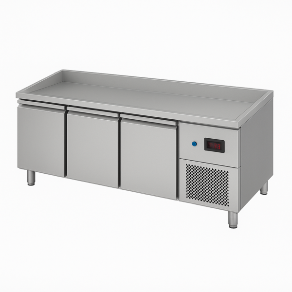 3 İnoks Kapı Buzdolabı Soğuk Servis Bankosu Ahşap Kaplama…