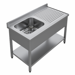 Demonte Yıkama Ünitesi Tek Eviye Alt Raflı 304