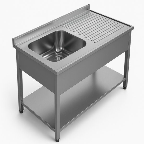 Demonte Yıkama Ünitesi Tek Eviye Alt Raflı