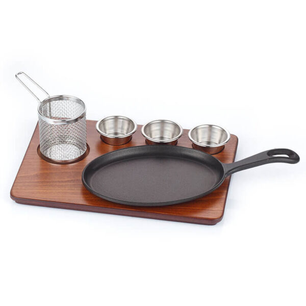 Döküm Demir Büyük Oval Saplı Fajita Sunum Seti