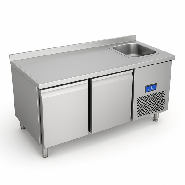 İki İnoks Kapılı Evyeli Buzdolabı