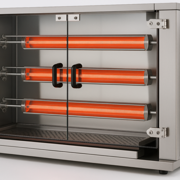 Piliç Çevirme Makinesi 3 Şiş | 12–15 Piliç Kapasiteli | Gazlı