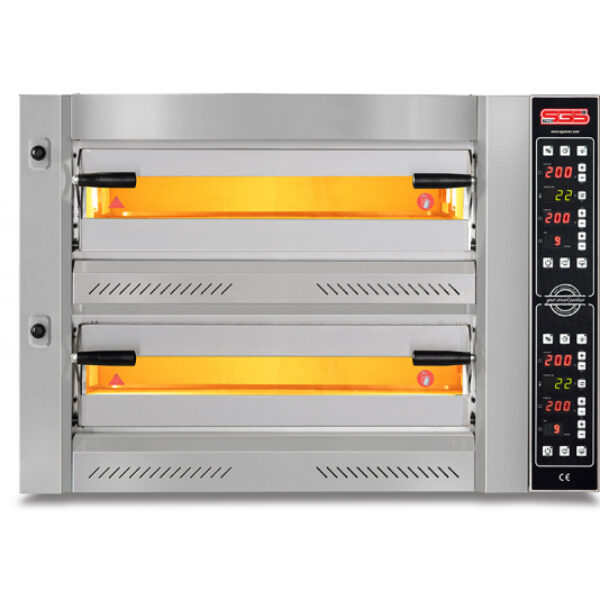 SGS PZ-75105-DE Profesyonel Pizza Fırını, 12 Adet Tava Kapasiteli, Çift Katlı, 16000 W